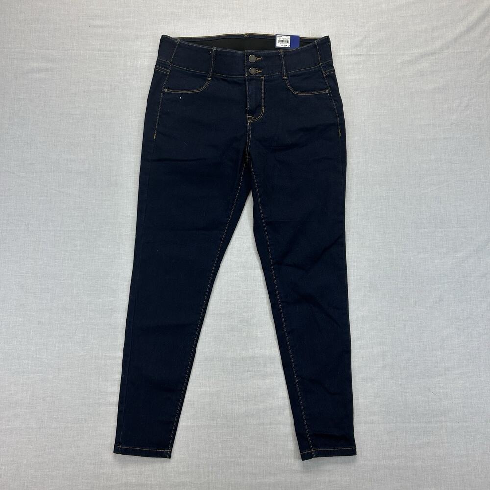APT 9 NEW Tummy Control Skinny Jeans Womens 12S Dark Wash Mid Rise Elastic Waist